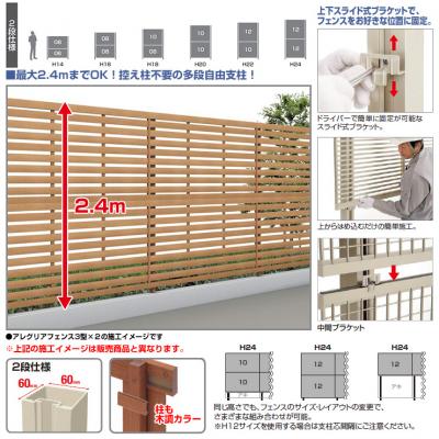 フェンス 囲い 木調フェンス アレグリアフェンス専用 多段自由支柱（2 