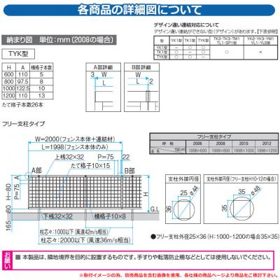 フェンス 目隠し 屋外 形材フェンス レジリア フリー支柱タイプ TYK型