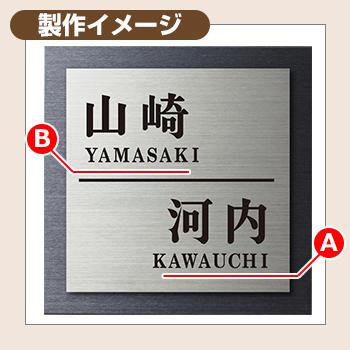表札 おしゃれ for 2世帯 ステンレス２層タイプ type B 塗装：文字 
