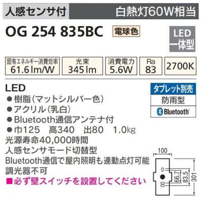 オーデリック 人感センサー付ポーチライト （モード切替型） OG 254